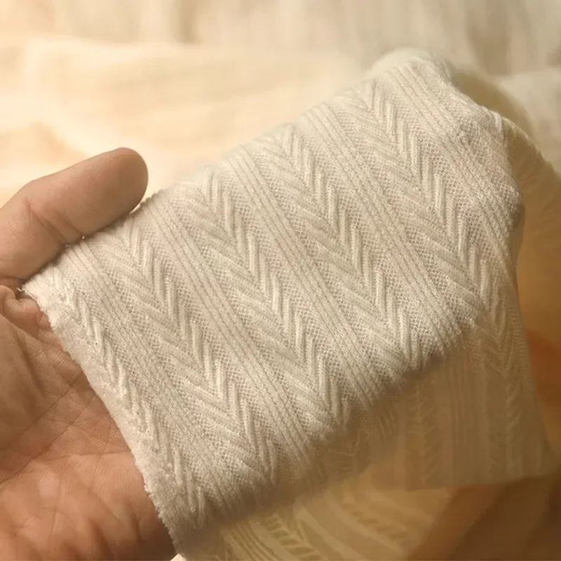 Tela de algodón y poliéster de punto Jacquard de hoja baja elástica para coser suéteres de invierno vestidos de mujer ropa DIY tela