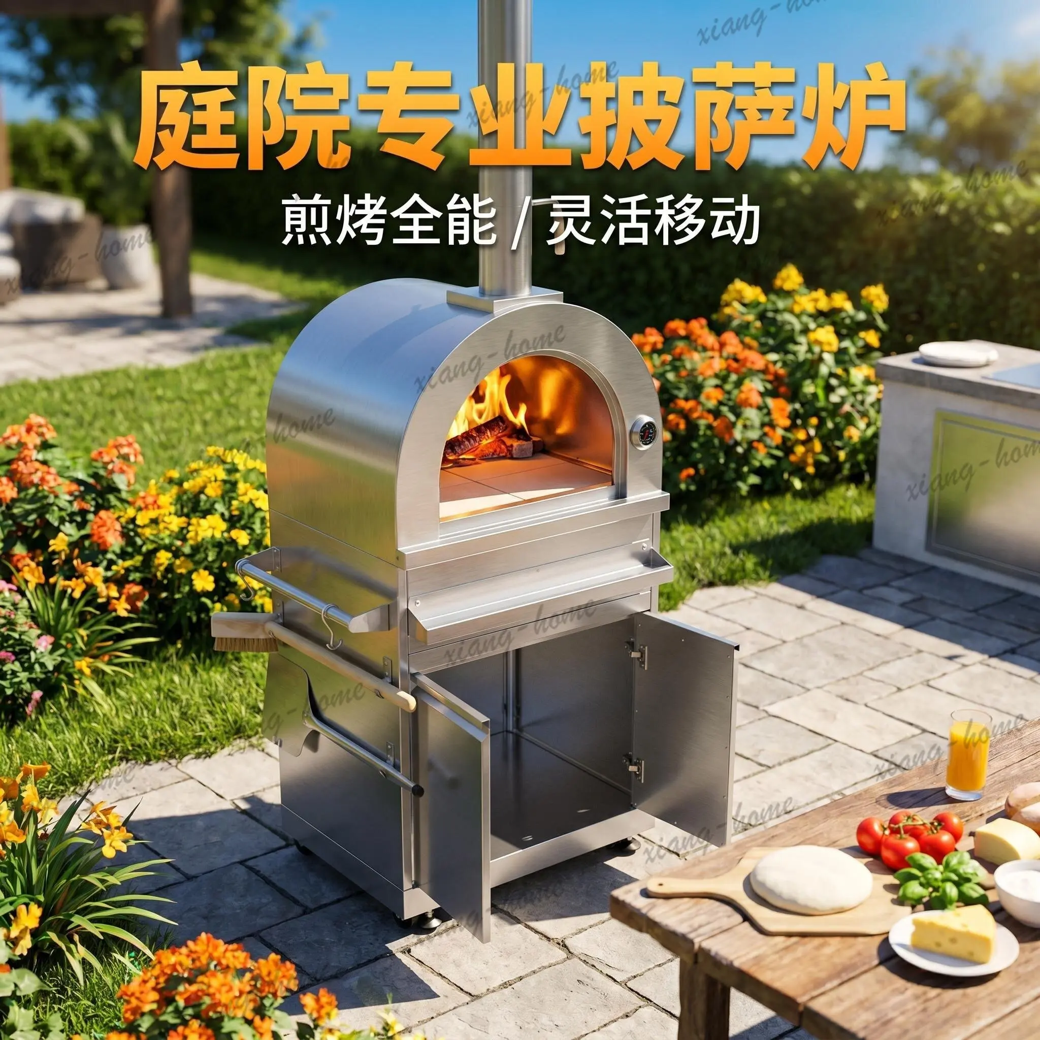 PG American stainless steel pizza stove carbon fire wood outdoor barbecue pizza kiln home classic