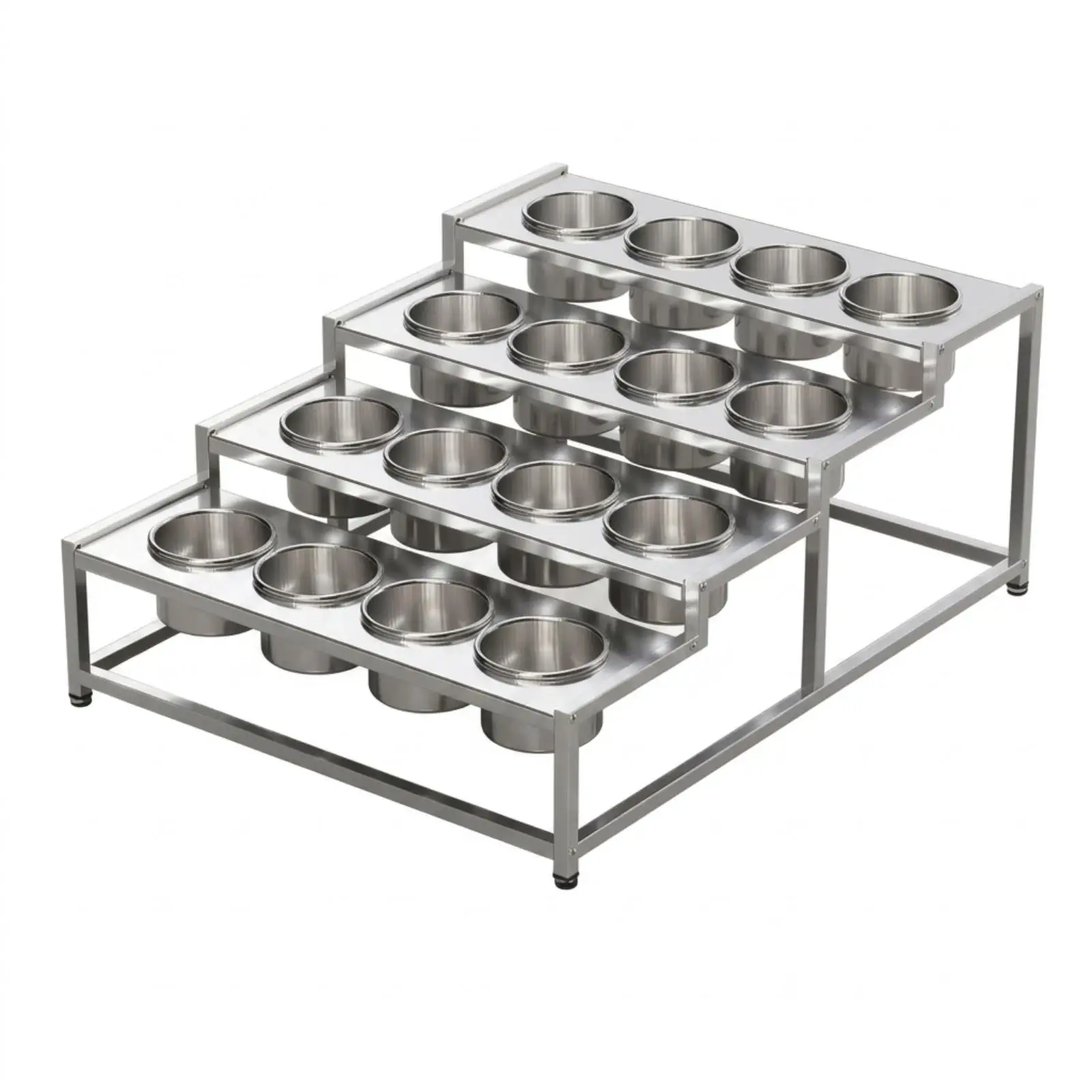 Multi Level Spice Organizer for Commercial Kitchen Use with Sturdy 201 Stainless Steel Build and Easy Access Design