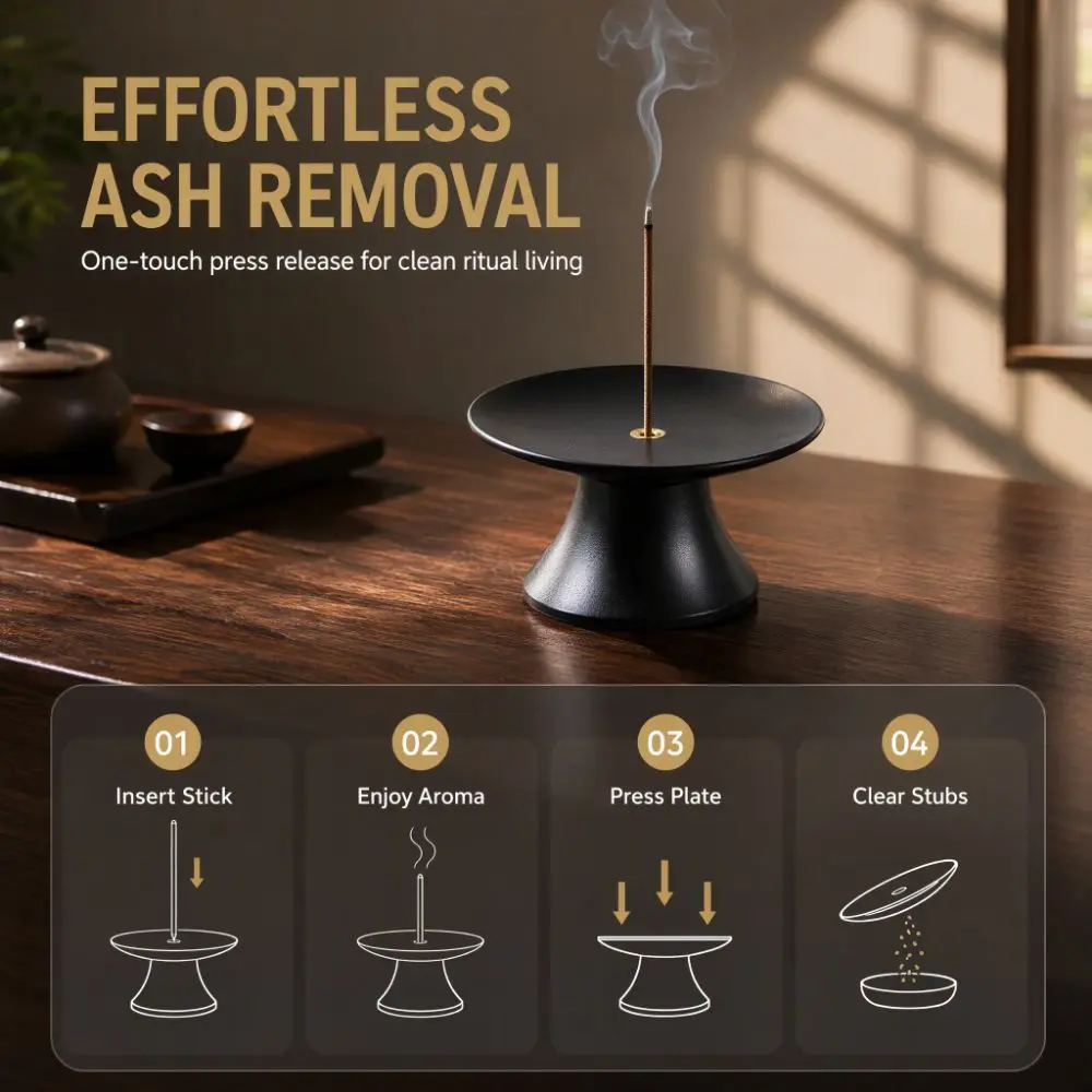 One-Touch Automatic Zen Incense Burner Holder Pressing Can Pop Up Incense Stick Holder Incense Plate Chinese Style