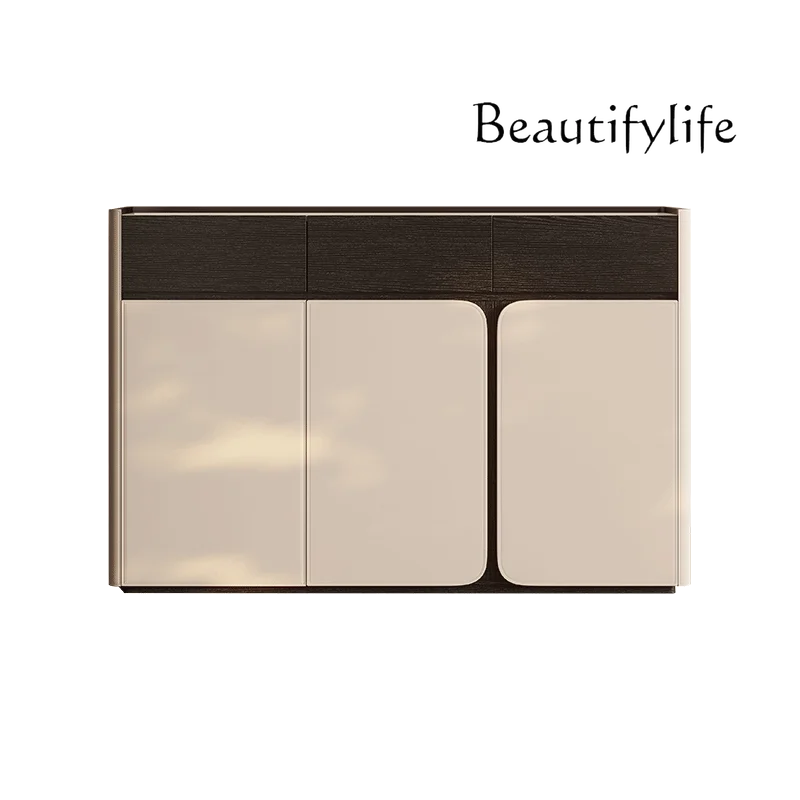 

Italian minimalist shoe cabinet, solid wood rock slab door, entrance cabinet, home storage partition integrated storage cabinet