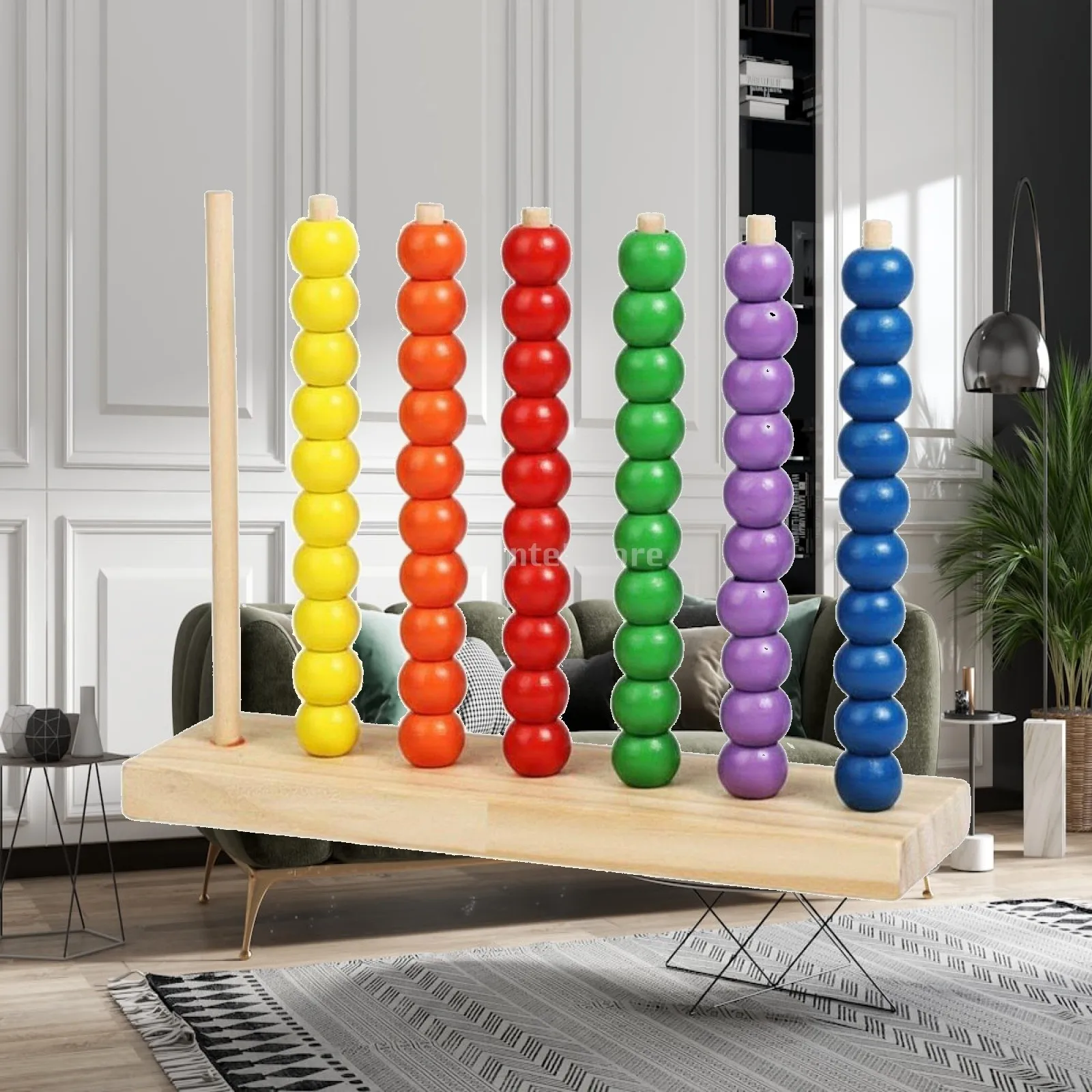 Educational Wooden Beads Fine Motor Skills Math Toy Stacking Game for Kids Learning and Cognitive Development