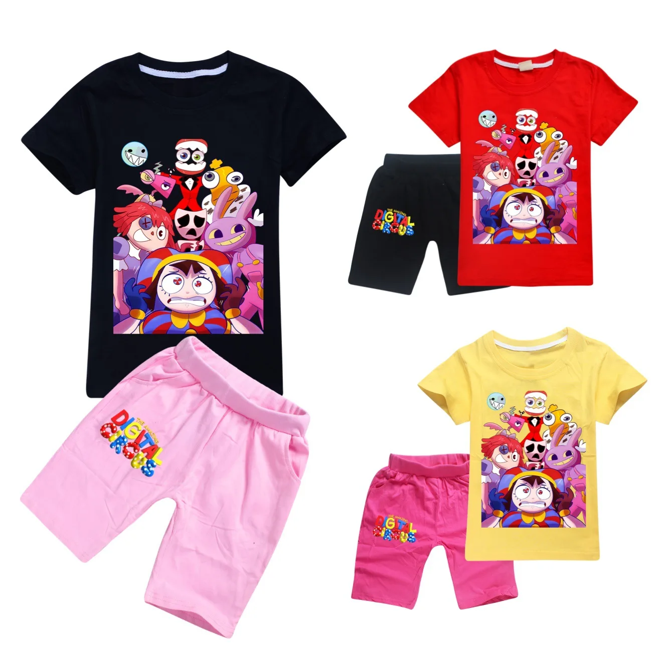 Cotton Kids Clothes Cartoon The Amazing Digital Circus Merch Pomni Jax Summer Girls T Shirt Short Pants Set Boys Sweatshirt Suit