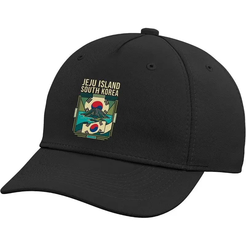 Jeju Island South Korea Flag Hallasan Vintage Art Adjustable Baseball Hat