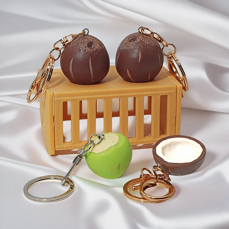 

Simulated Coconut Keychain Creative Coconut Green Keychain Sugar-apple Fruit Pendant Car Backpack Jewelry Accessories