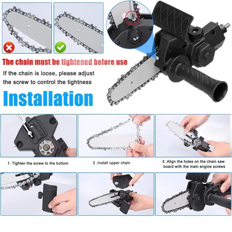 4/6 Inch Electric Drill Modified To Electric Chainsaw Adapter Tool Portable Conversion Head Kits Woodworking Pruning