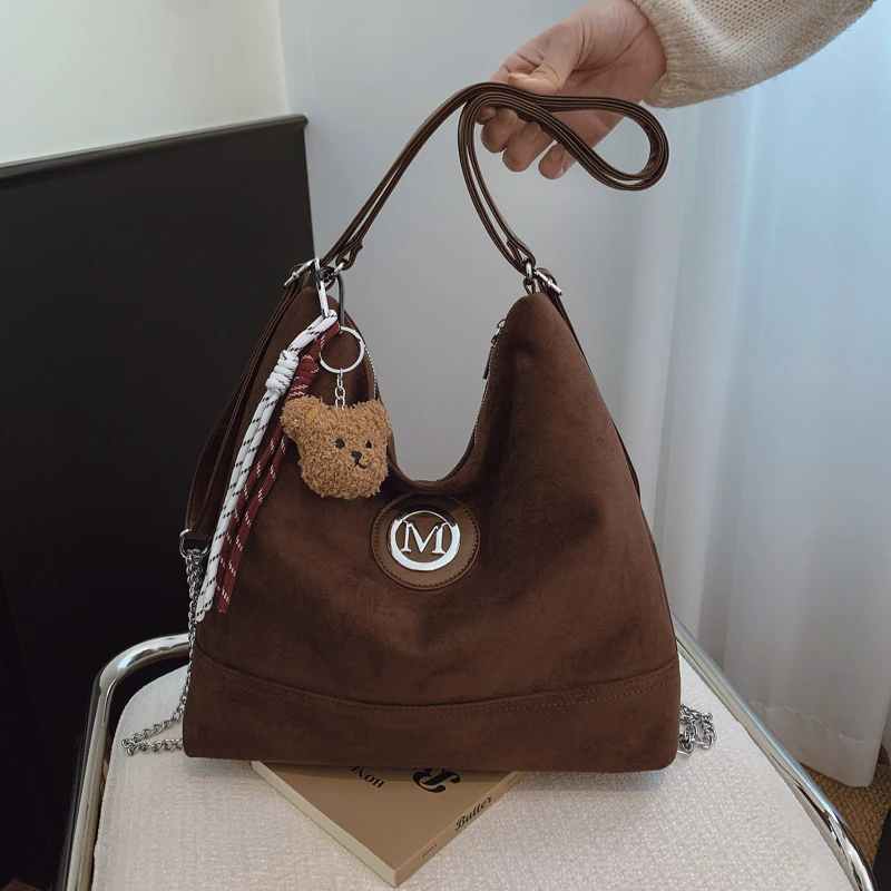 

Однотонная повседневная сумка-тоут из искусственной замши, многофункциональная универсальная женская сумка на распродаже, новинка 2025 года, большая вместительная дорожная сумка на плечо