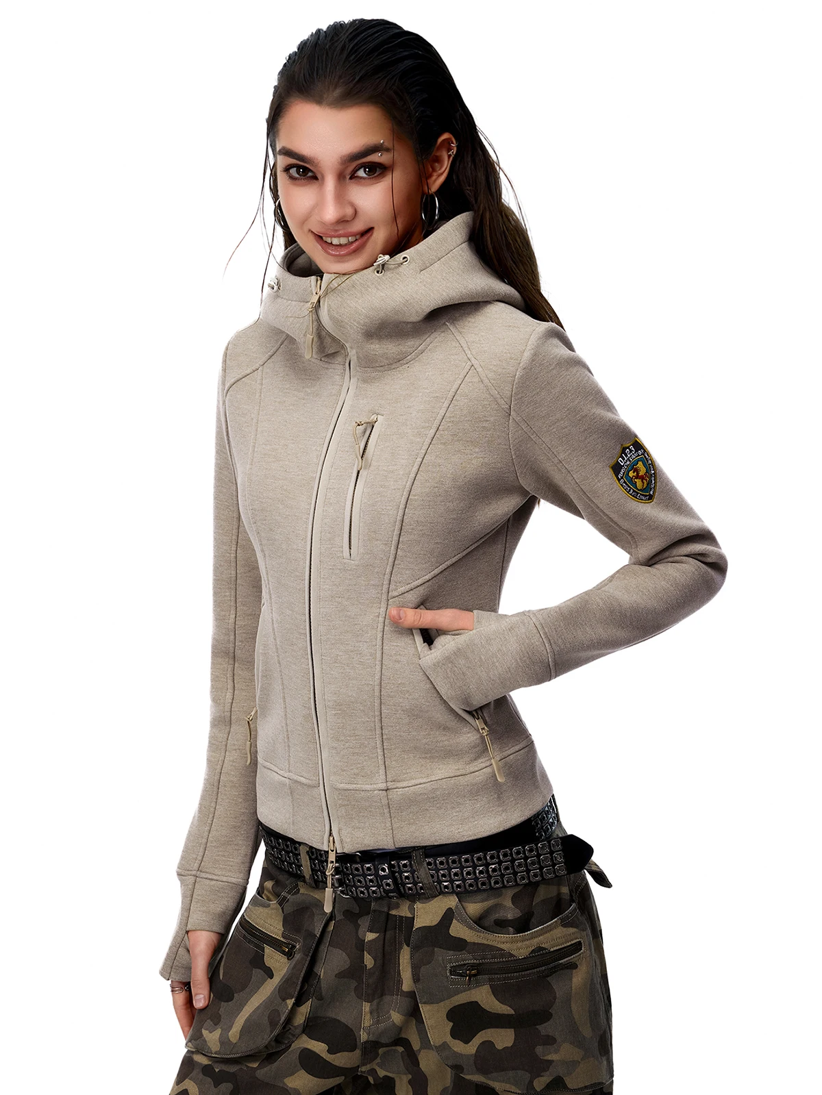 

Куртка-худи для похудения 0123: Женская модная толстовка в американском ретро-стиле для активного отдыха, весенняя коллекция