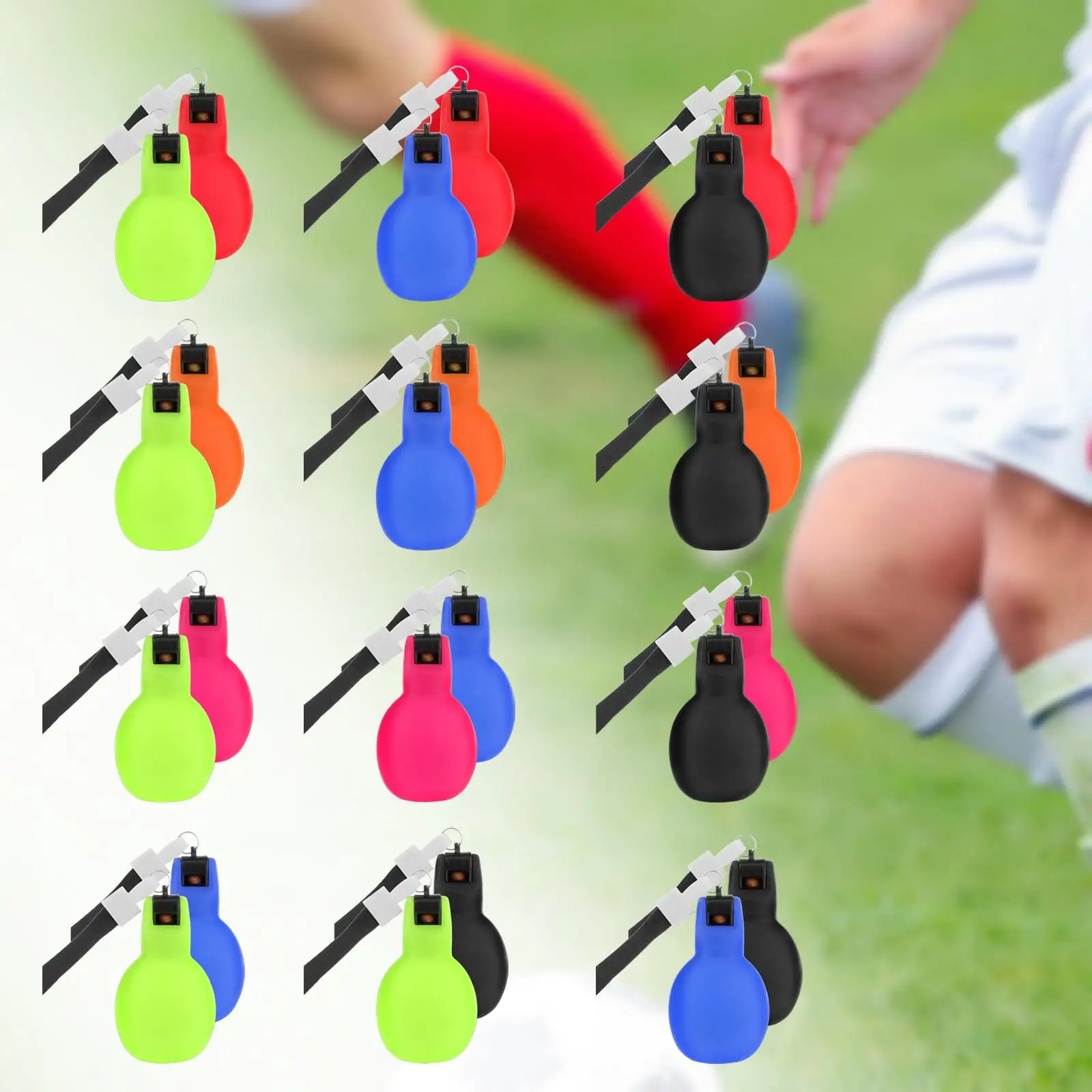 2x silbatos para apretar a mano con cordones, silbatos ligeros de PVC suave para entrenadores