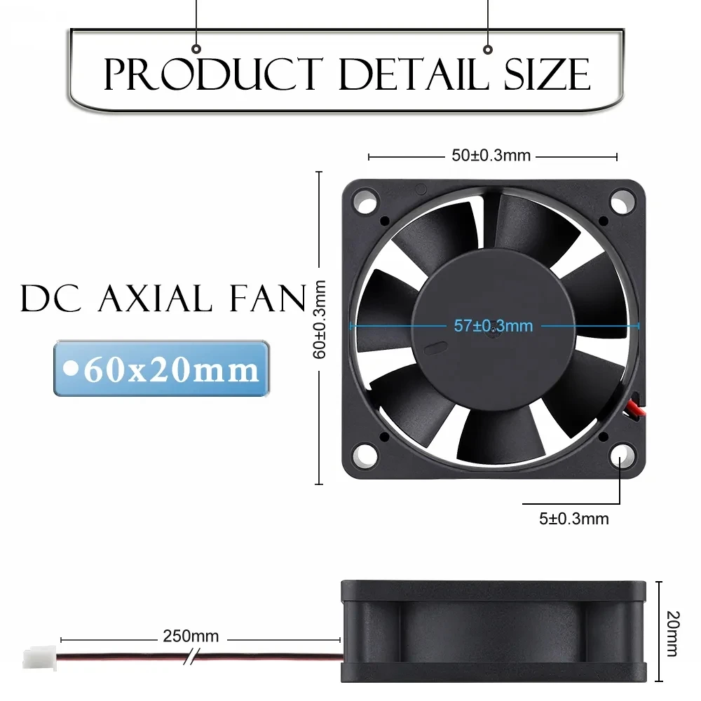 DC 12V 24V 6CM  60x60x20 6020 Brushless silent chassis cooling fan