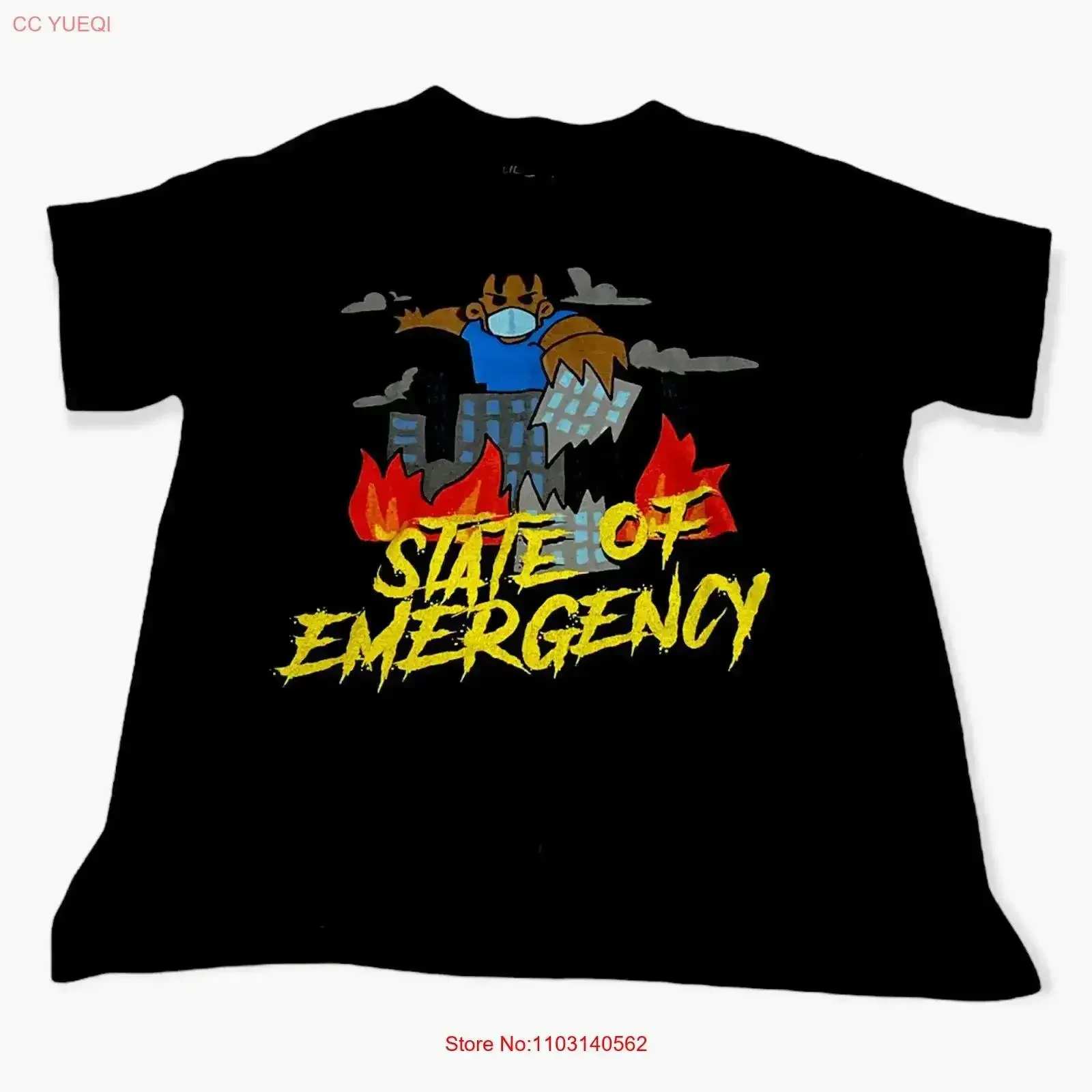 Lil Tjay T Shirt State Of Emergency Concert Official Size Large vintage Washed Slightly graphic designer clothes Casual fashion