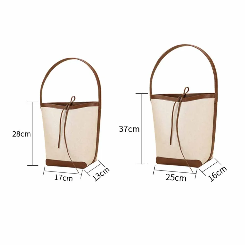 MS New 2023 Women Handbag Luxury Designer Bags Canvas Large Capacity Bucket Bag Fashion American Style Leather Casual Tote Lady