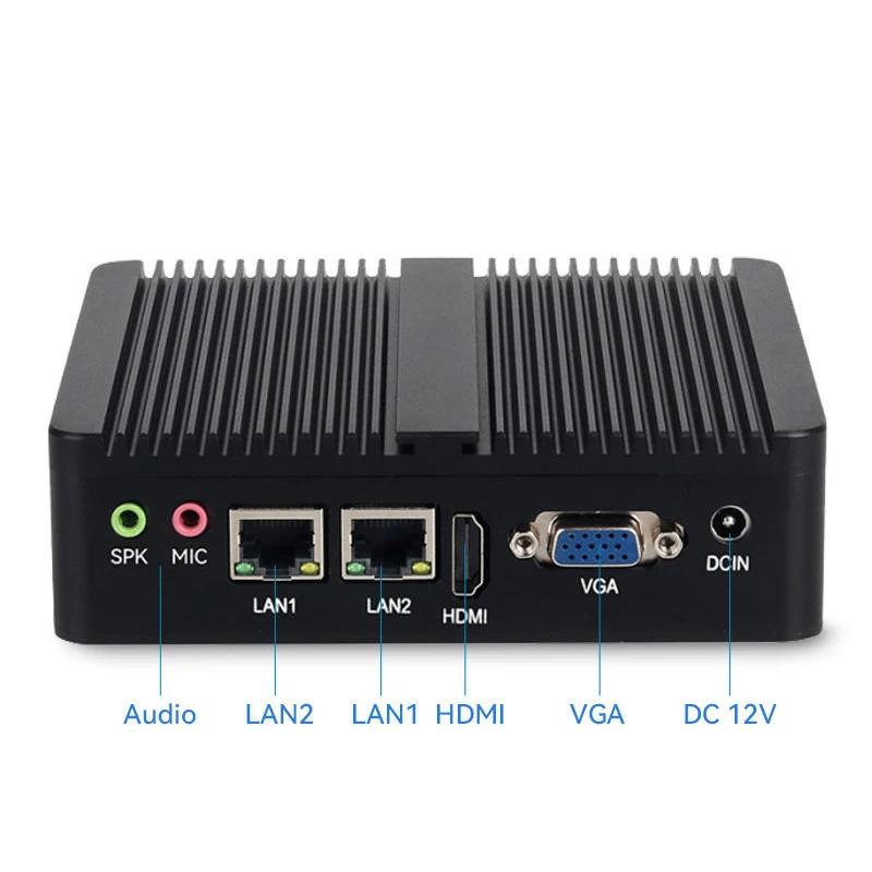 Mini PC industriale senza ventola Intel Celeron N5105 2x COM RS232 2x Gigabit Ethernet 4xUSB WiFi Supporto Windows Linux OpenWrt Debian