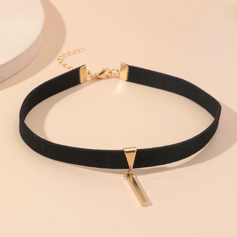 Black Velvet Chokers Necklaces for Women Girls Brown Metal Stick Collar Necklaces Wedding Party Fashion Jewelry Accessories Gift