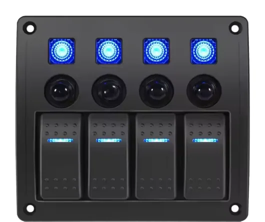 Custom 12V/24V 2 Gang Rocker Switch Panel 5 Pin Laser For Automotive Marine Car Boat Truck Jeep RV-Waterproof