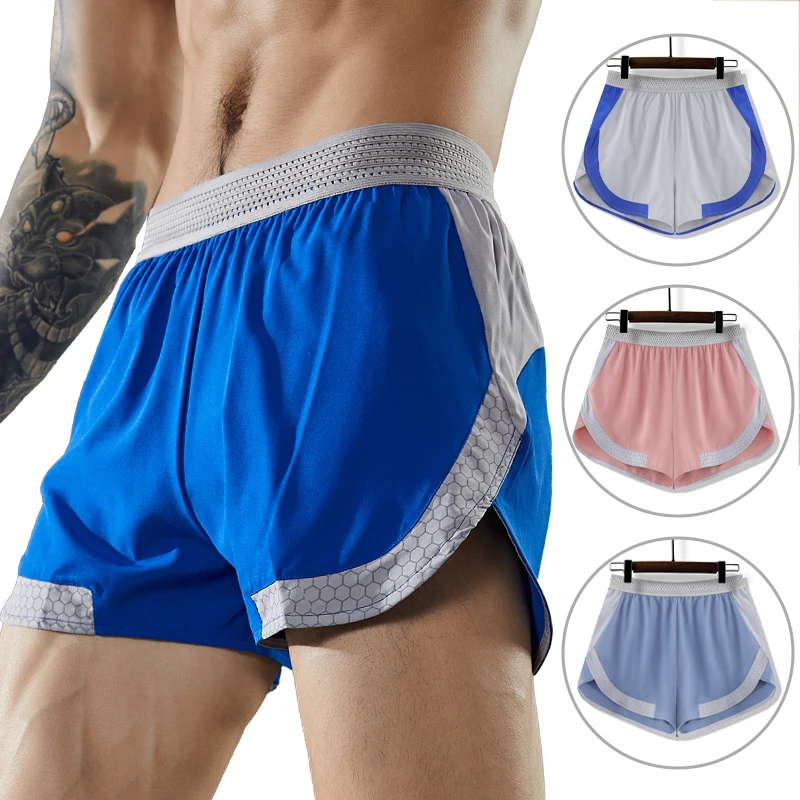 Pantalones cortos finos de verano para hombre, Shorts deportivos de secado rápido para correr, de cintura alta, para gimnasio, Fitness,