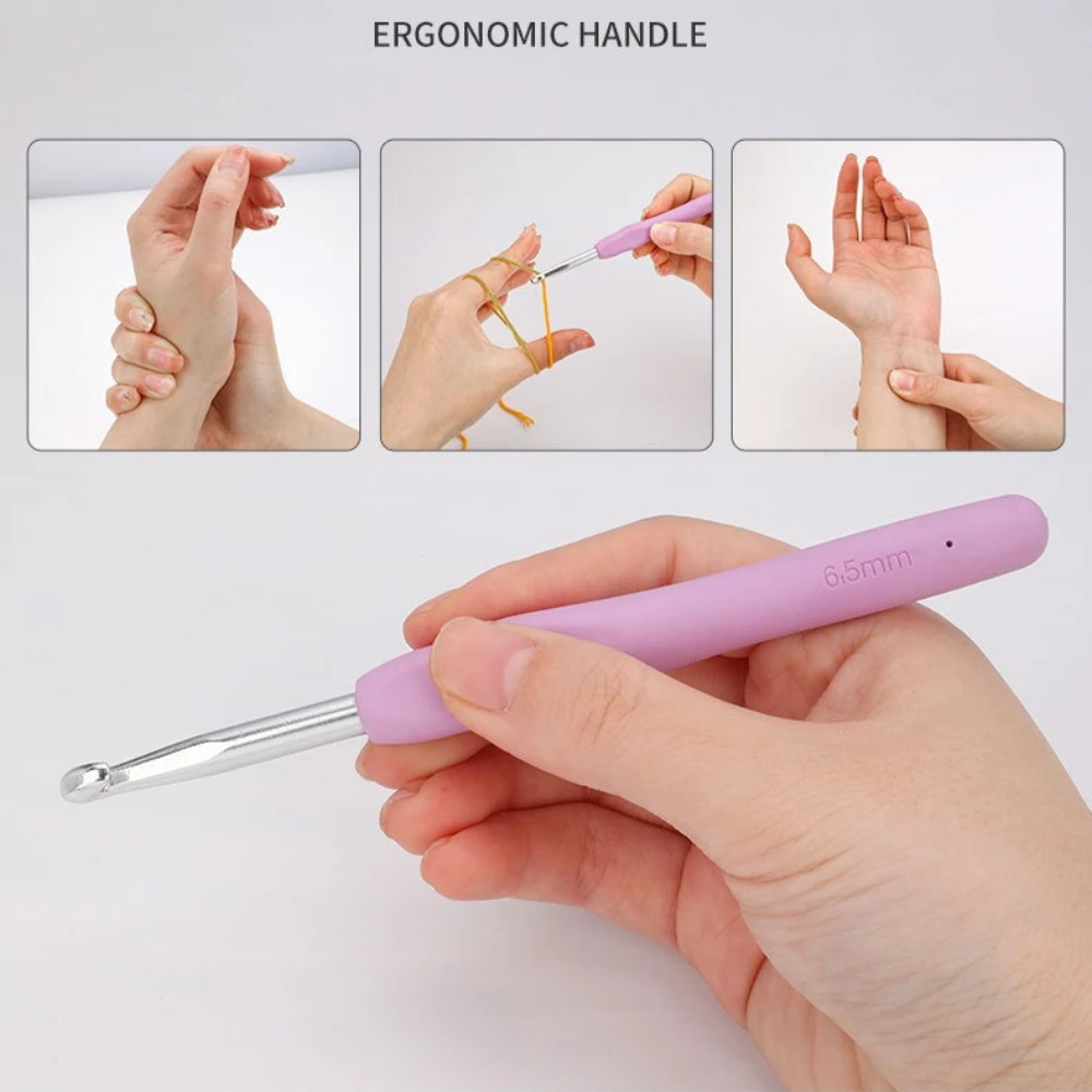 طقم كروشيه مكون من 18 قطعة مع خطافات من الألومنيوم ومقابض مريحة وحقيبة تخزين لمشاريع البطانية والأميجورومي #4