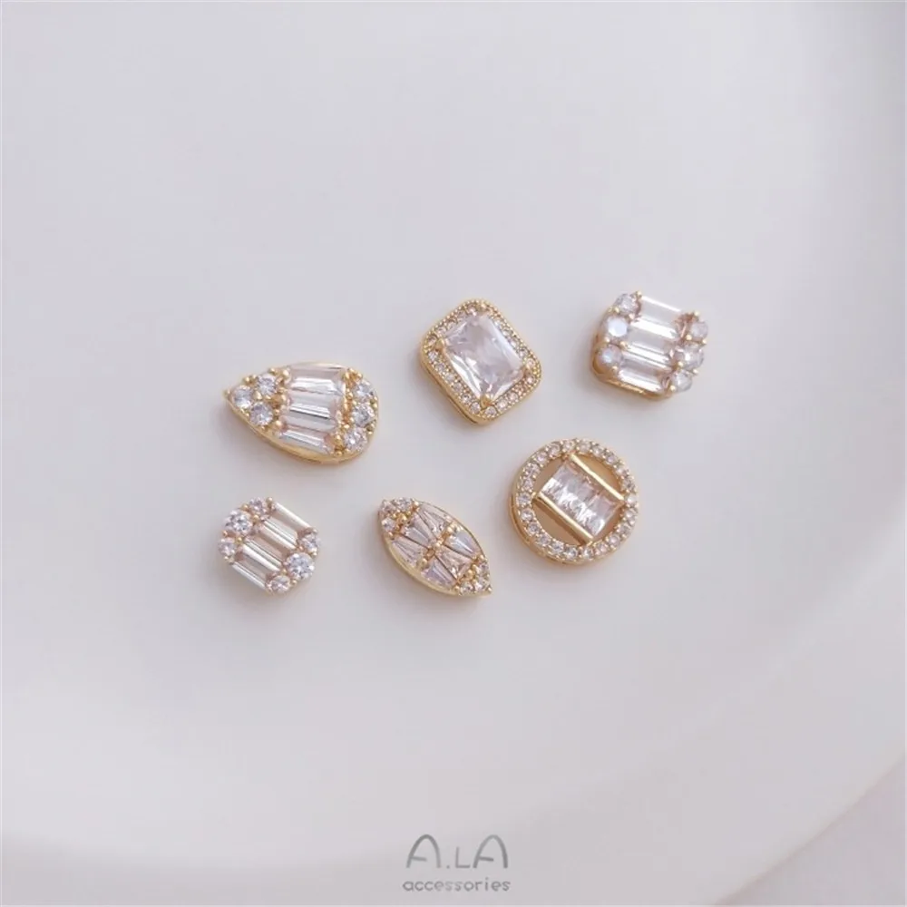 

Color-preserving 14K Gold Micro-inlay Zircon Square Round Horse's Eye Drop-shaped Jewelry Bead Pendant Diy Beaded Accessories
