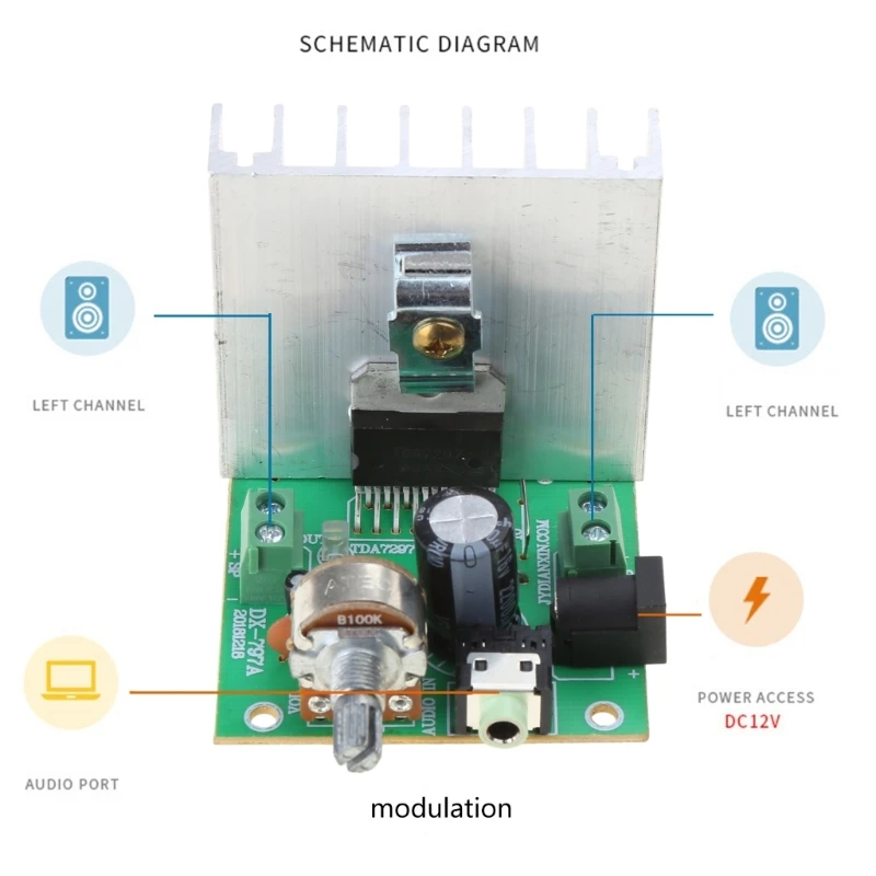 Carte d'amplificateur stéréo, canal touristique, technologie d'amplificateur, 12V, 33W + 33W, 2.0, TDA7ino 7