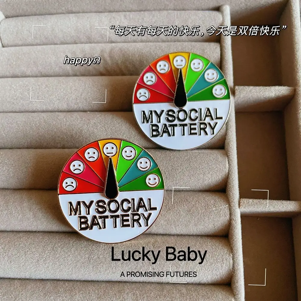 

Fashion Emoticon Pack Rotatable Pointer Emotion Management Energy Brooch Mood Converter Alloy Badge Accessories Diy Toy Gifts