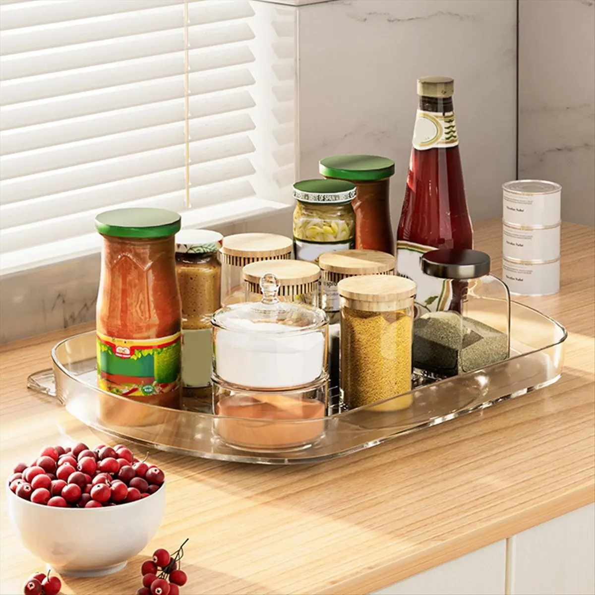 【Multifunctional】 Storage Turntable for Refrigerator, Transparent Swivel Fridge Lazy Susan Turntable Organizer,For Fridge, Pantr