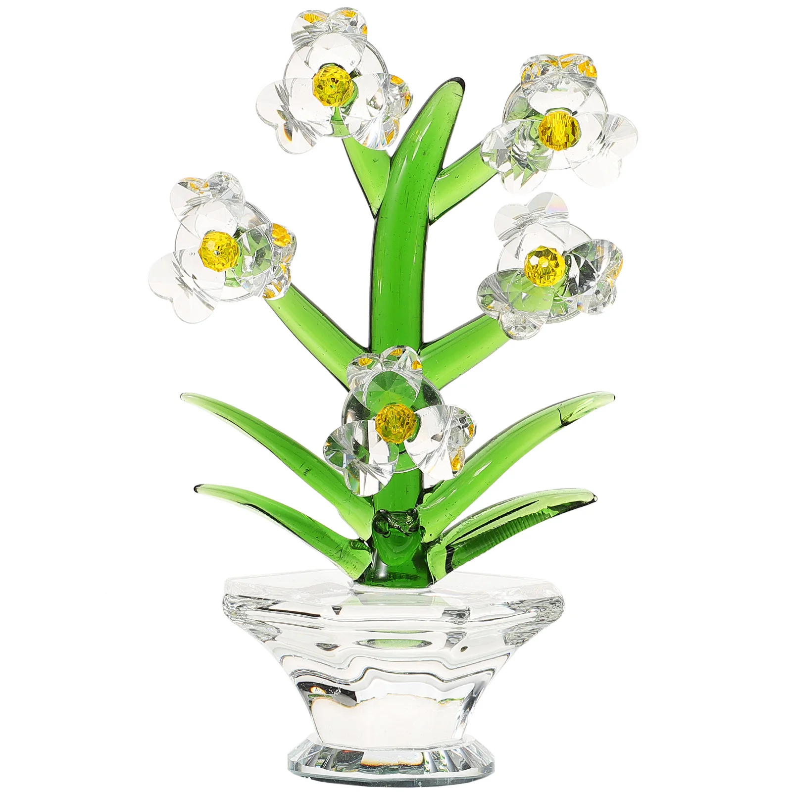 

Unique Crystal Flower Bonsai Elegant Orchid Desktop Decoration Compact Size Stable Flat Bottom Design Crystal Flower Figurine