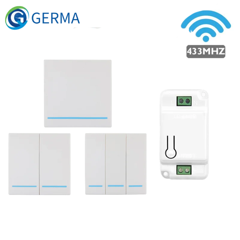 GERMA 2/3 Gang 433Mhz uniwersalny bezprzewodowy włącznik ścienny światła RF pilot zdalnego sterowania 110V 220V odbiornik przycisk Home lampa