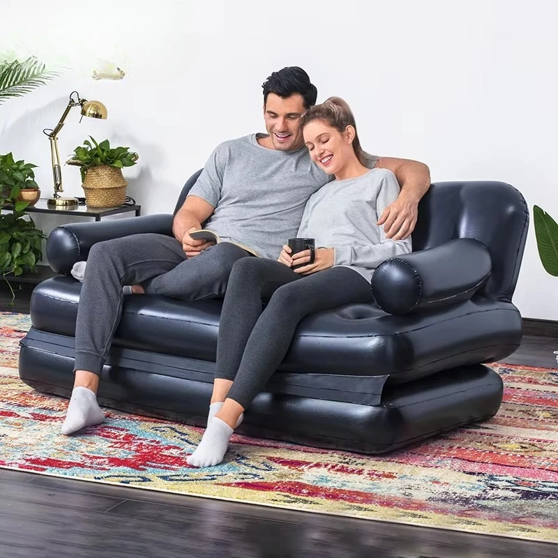 Vinyl 5-in-1 Air Sofa Pad Outdoor Inflatable Sofa for Hiking, Camping, Living Room, Bedroom with Pump