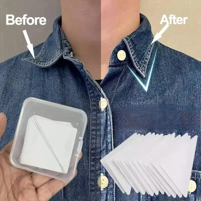 Invisible Shirt Collar Stays for Men Adhesive Triangle Collar Supports for Polo T-Shirt Hat Brim Sweat Guard Anti-Crease Clothes