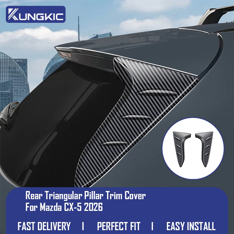 For Mazda CX-5 2026 LHD RHD Premium Carbon Fiber Texture ABS Rear Quarter Window Triangle Pillar Trim Cover Exterior for CX 5