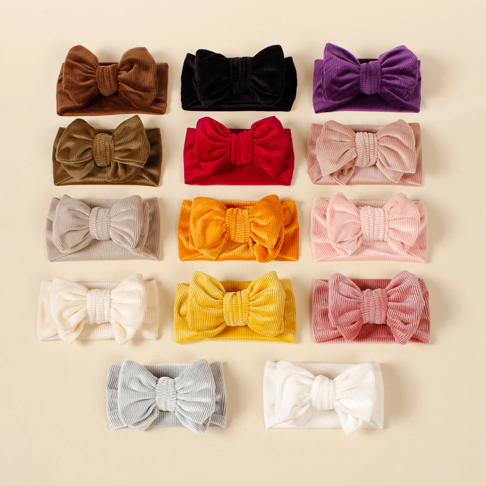 Baby Ribbed Headband Soft Newborn Corduroy Hair Band Big Bow Children's Accessories Elastic hairband New Topknot Hot selling