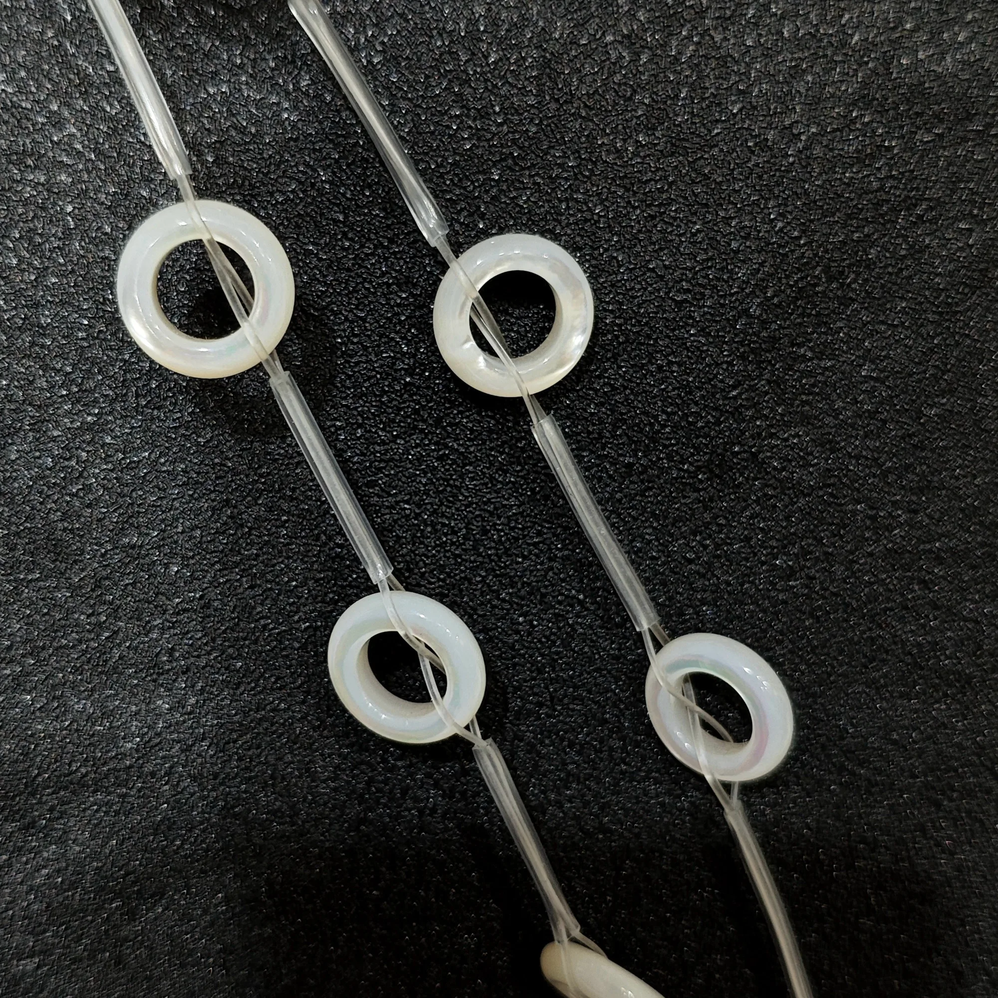 Geometric Thin Hoop White Mother of Pearl Loose Beads Approx 14x14mm Iridescent Nacre Ring Component for Earring Design