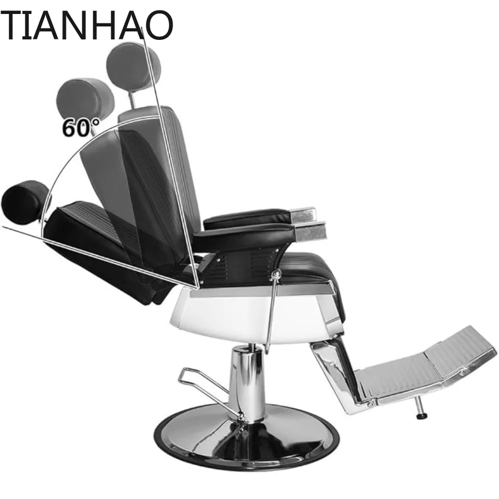 500 lbs Heavy-Duty Reclining Barber Chair, 360° Swivel Salon Chair with Headrest, Professional Vintage Spa Equipment for Hair