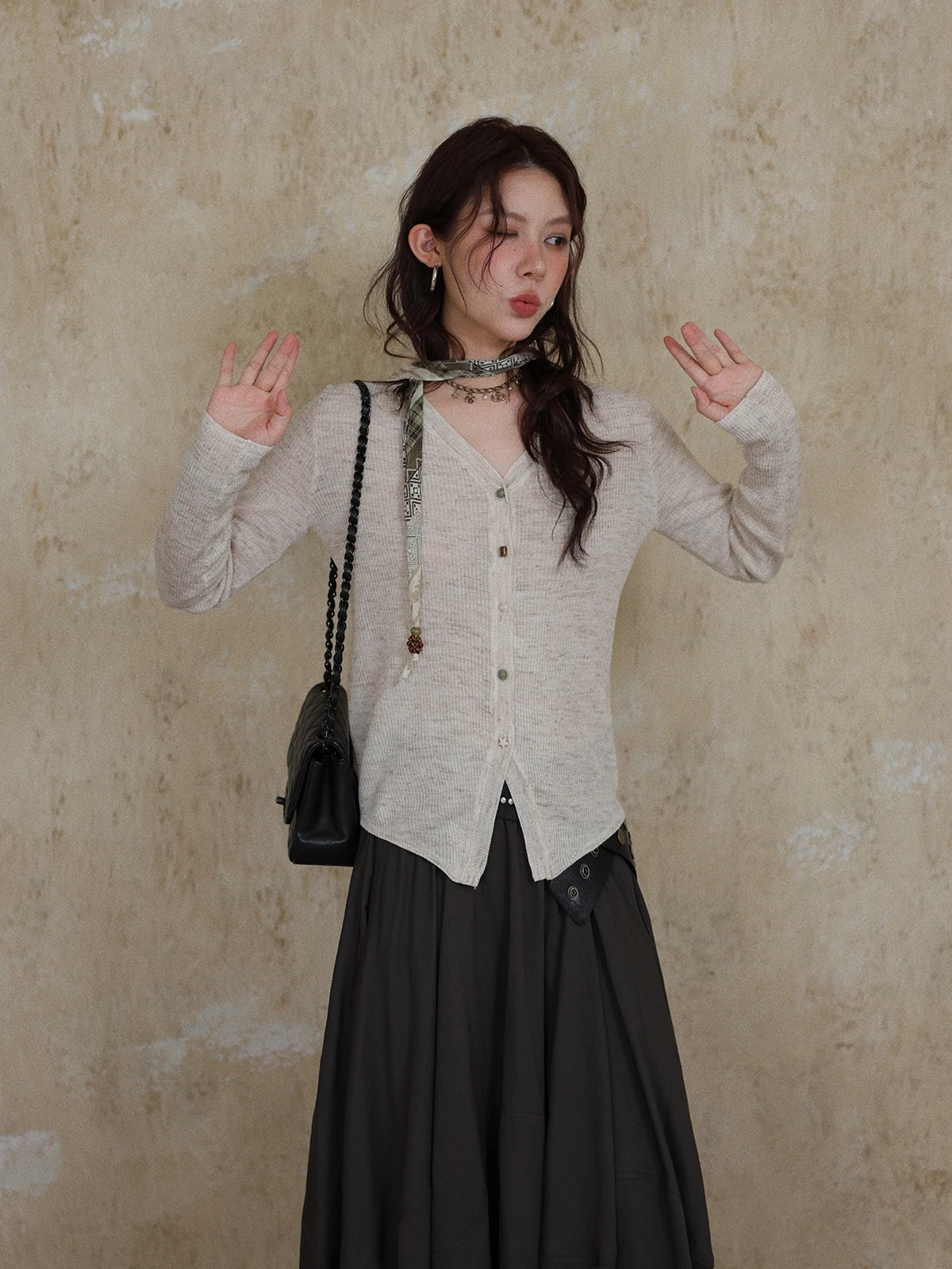 

DR Vintage Style Women's Knitted Cardigan V-Neck Slim Fit Short Sleeve Long Sleeve Button up Casual Fashion Spring Top