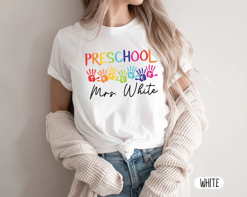 Preschool Teacher Tshirt Kindergarten Teacher Gift Cute Teacher Shirt Custom Funny Teacher Shirts Cotton O Neck Short-Sleeve Tee