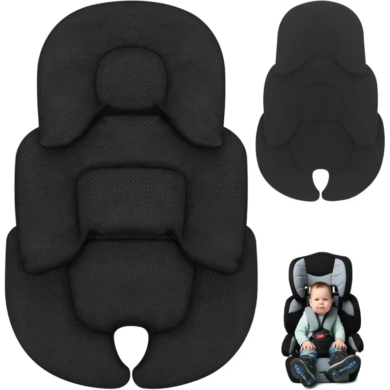 Infant Car Seat Insert, HeadNeck & Body Support Stroller Cushion, Double-sided Mesh Breathable & Warm Polar Fleece, Washable Mat