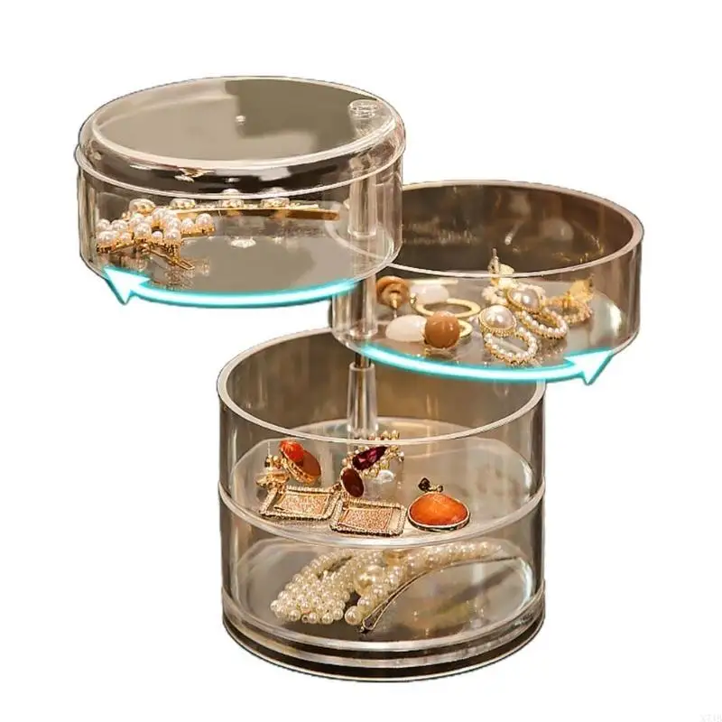  3/4/5Tier Multilayer Transparent Rotating Jewelry Box Dustproof Protections