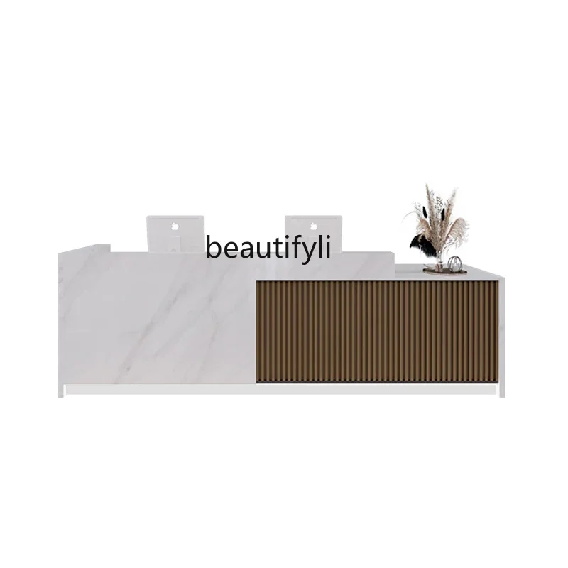 Company checkout page Simple modern bar counter Medical beauty front desk Imitation marble Sales department Hotel counter table