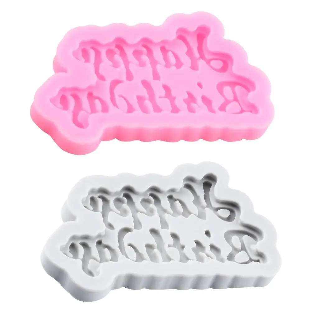 2PCS Multipurpose Silicone Happy Birthday Mold Birthday Alphabet Letter Shape Fondant Mold Gum Paste Mold Cupcake Topper