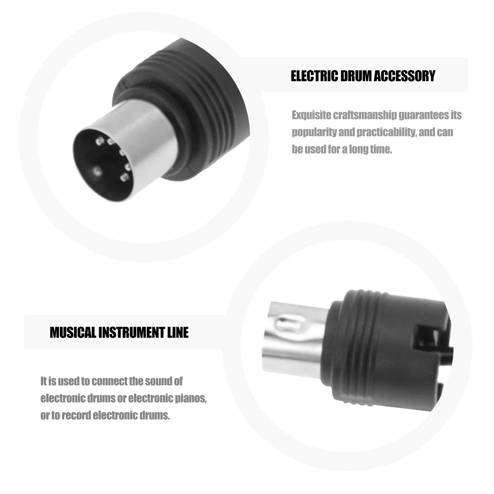 

Midi Male To Male Connecting Cable For Electronic Drum Piano Synthesizer 5-Pin Audio Extension Cord High Tensile Durable Scratch