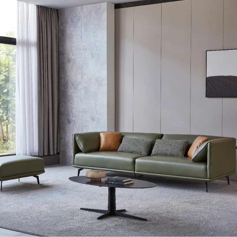 

Leather Sofa Set Tufted and Padded Sponge Filled Cheap Minimalist Hotel Furniture