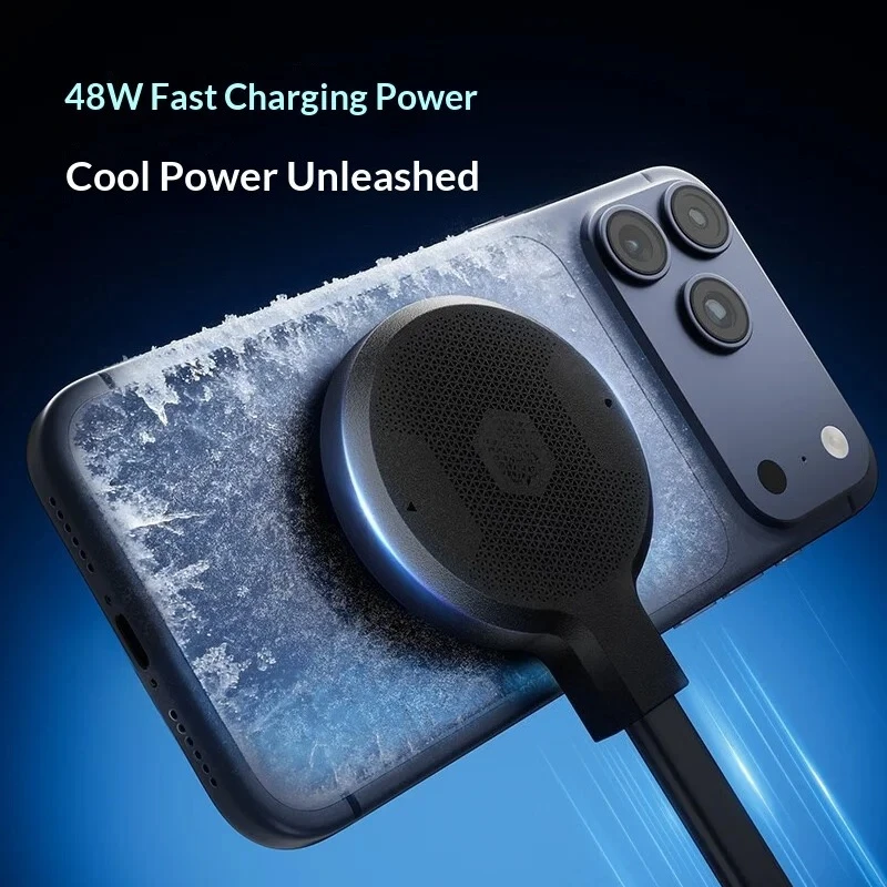 6Ultra Magnetic Liquid Cooler 69g 48W Fast Cooling AI Temp Control Back Clip Silent Cooler for Gaming Live Streaming