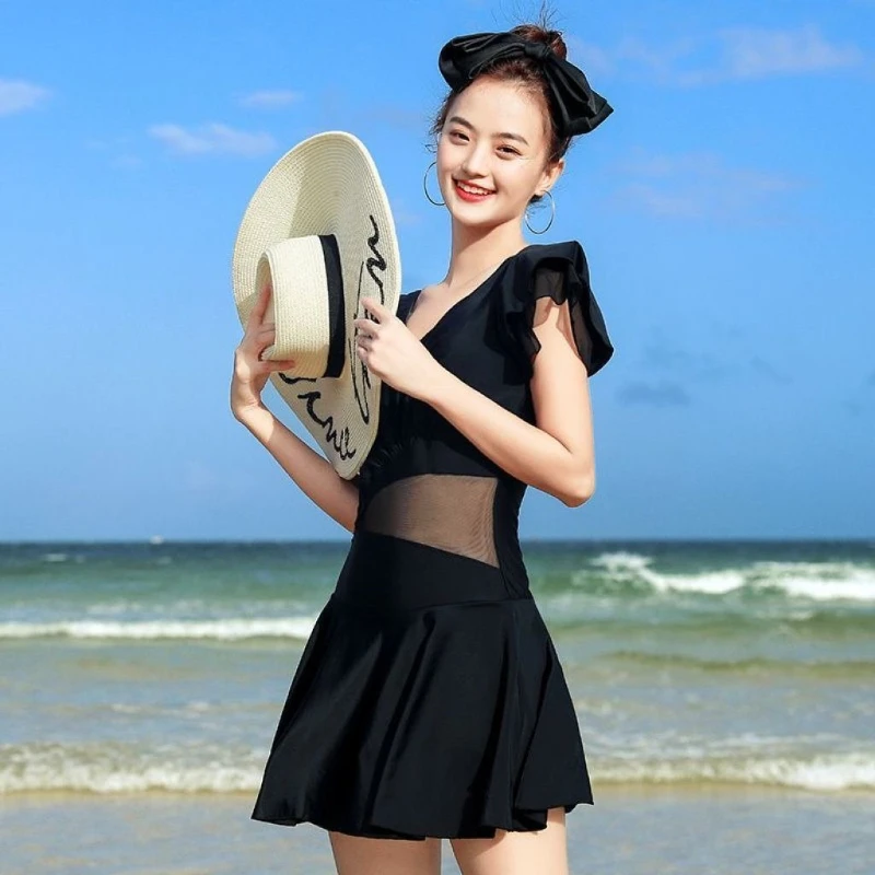Female Vintage Floral Print Swimming Costume High Waisted Full Coverage Cute Vacation Swim Suit - view 5