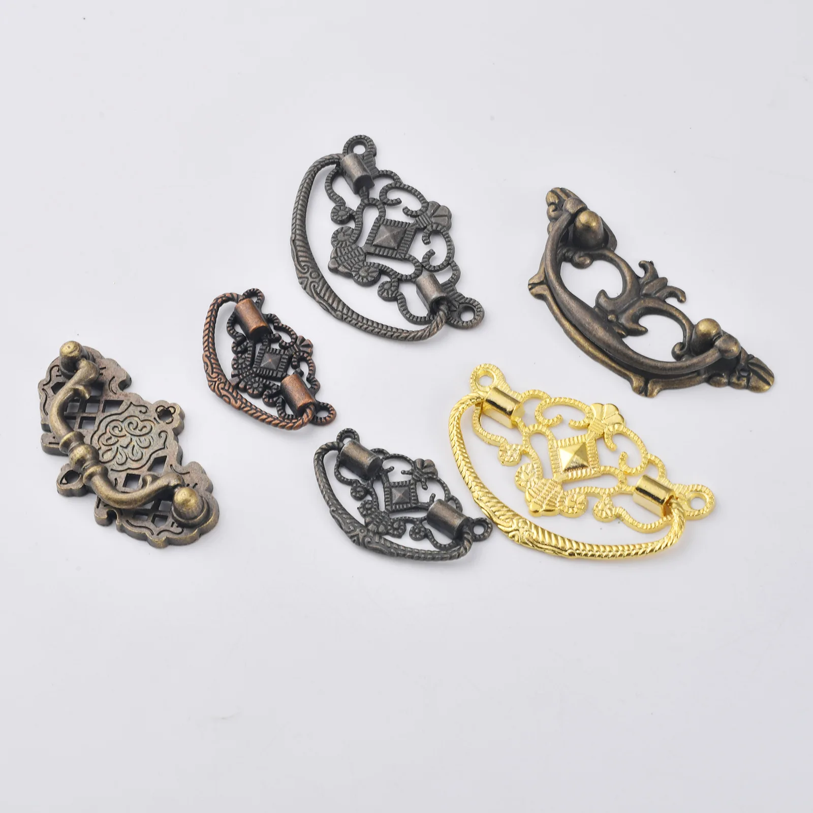 Cross-border retro new Chinese furniture hardware antique drawer pull cabinet small handle zinc alloy handle home decoration han