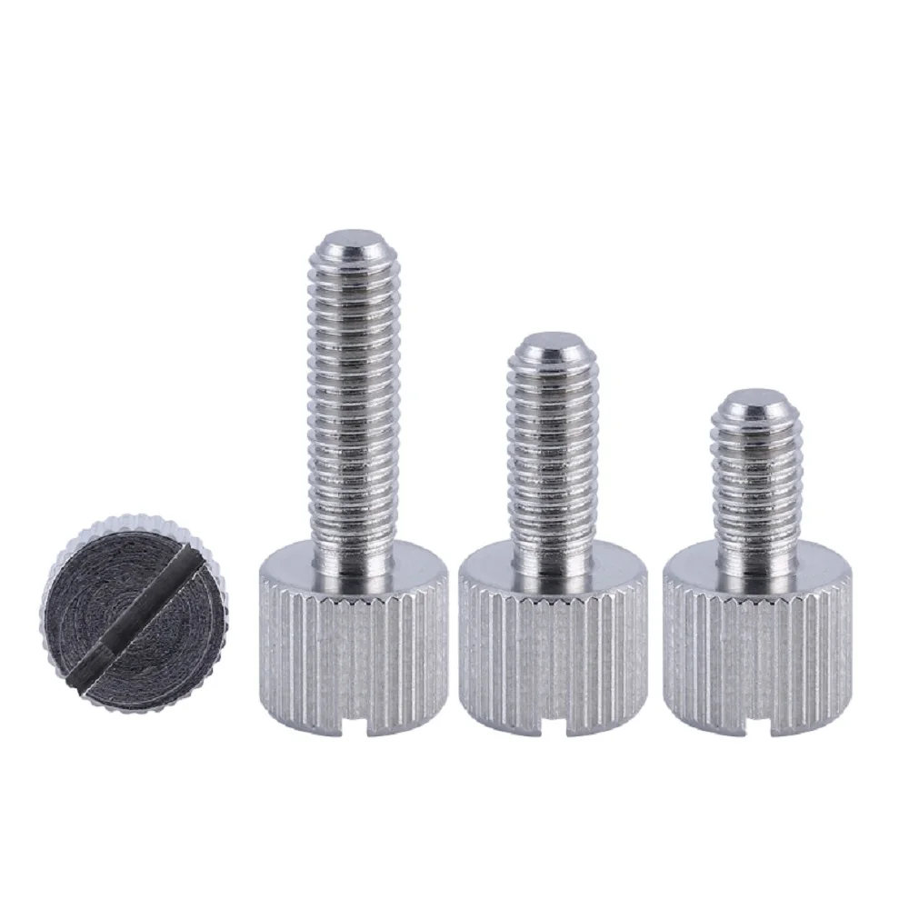 5pcs M3M4M5M6 Slotted stainless steel 304 single head hand screw big cap big head round knurled flat head torsion screw