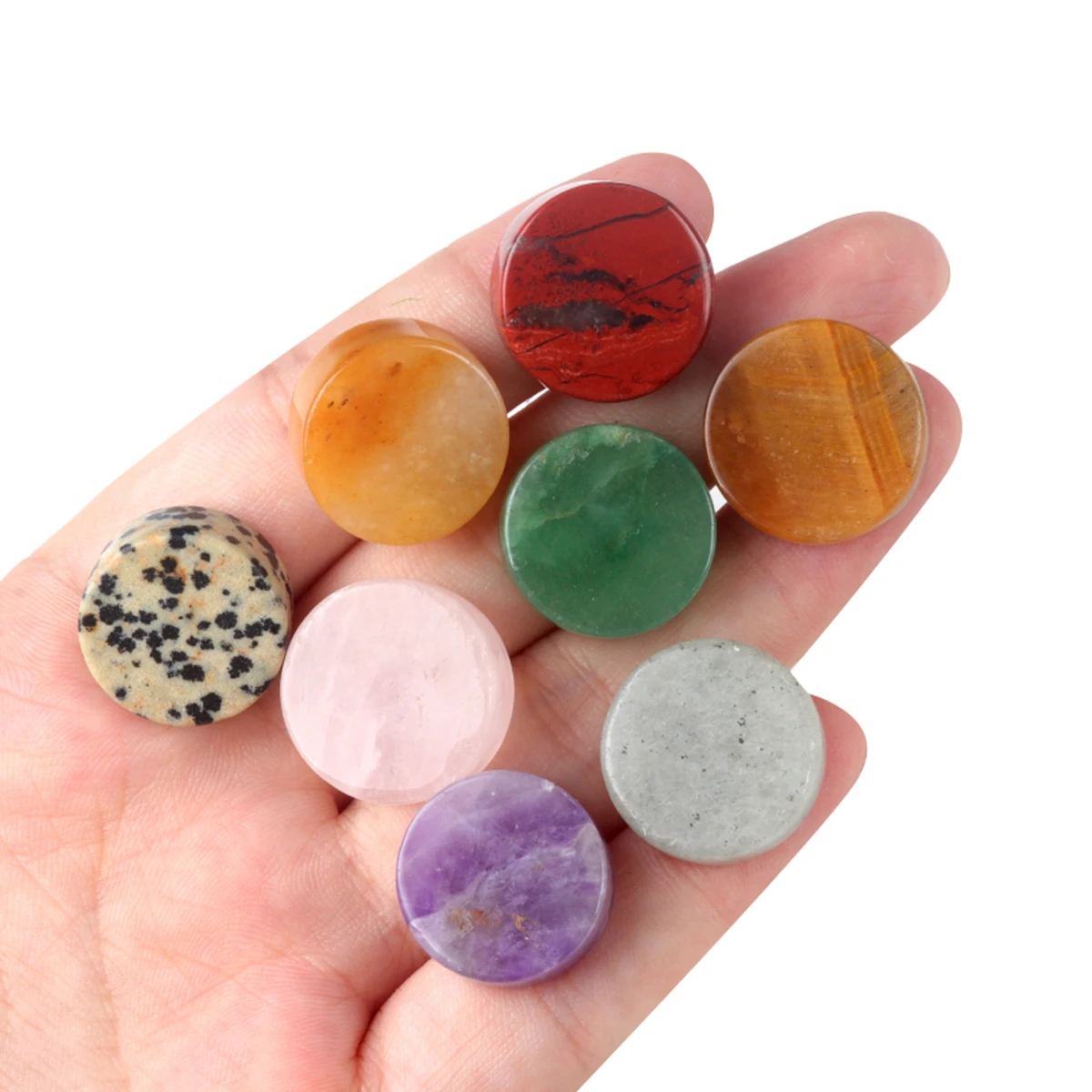 10PCS Natural Stone Crystal Unakite Round Cabochon Interface for Making Necklace Ring Charm Jewellery Making Accessories