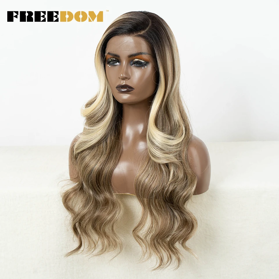 EDOM-Perruque Lace Front Wig Body Wave Synthétique pour Femme, Perruques Lace Wigs, Highlight, Ombre, Marron, Rose, Rouge, Document, Complet, C