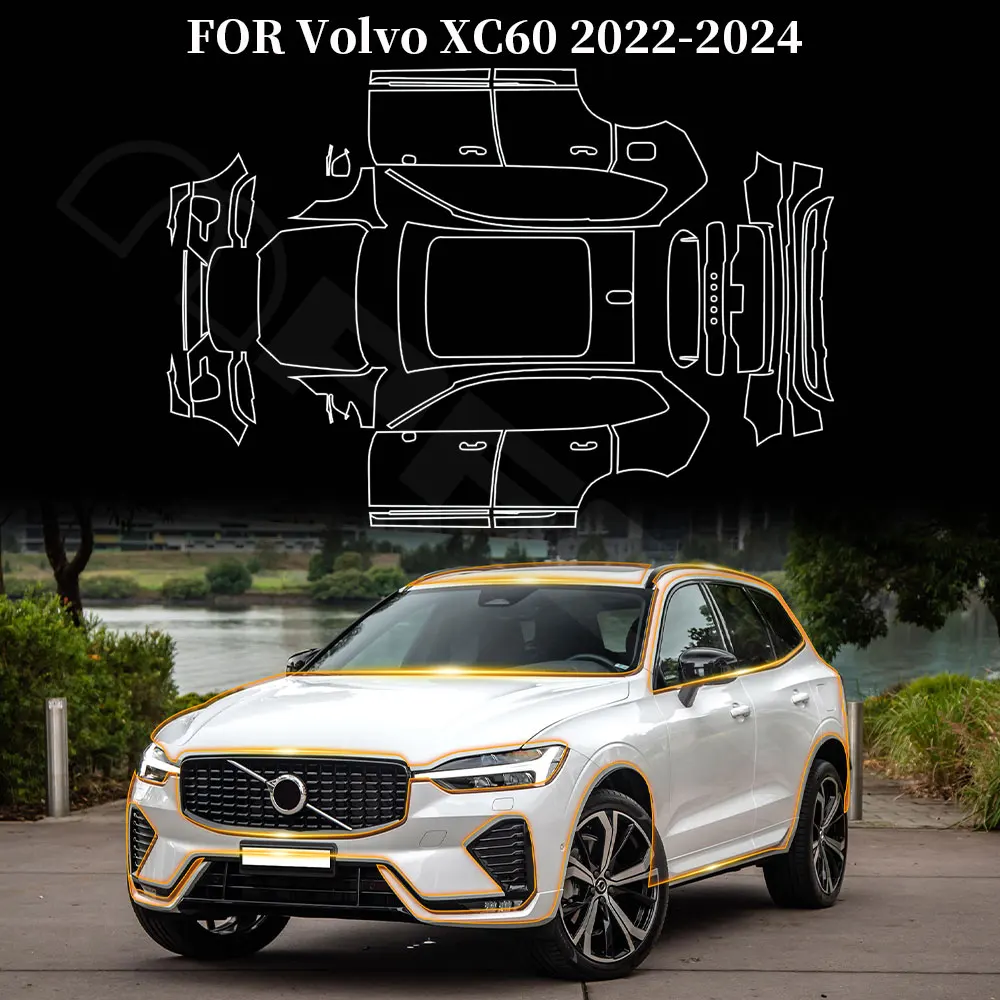 

PFCC Paint Protection Film for Volvo XC60 Inscription R Design 2022-2024 Pre Cut Clear Kit Bra PPF TPU 8.5mil Invisible Film