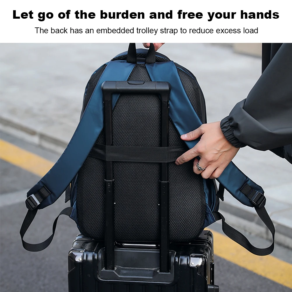 Men Trendy Zippers Backpack Large Capacity Versatile Backpack Waterproof Hiking Work Camping Bag with Matching Wallet