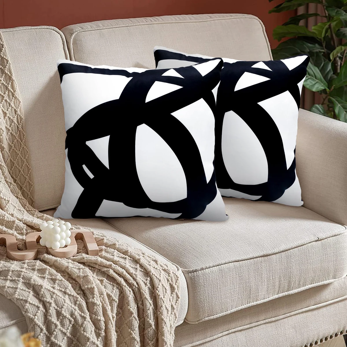 Black And White Boho Pillow Covers 18x18 Abstract Art Throw Pillow Covers Cushion For Sofa Couch Bed Home New Arrivals